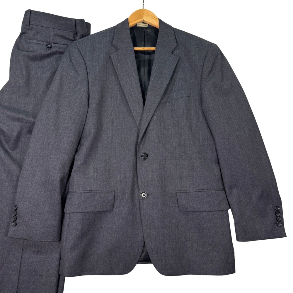 Banana Republic Mens 40R Slim Charcoal Gray Wool Suit Jacket Pants 33x27 Classic